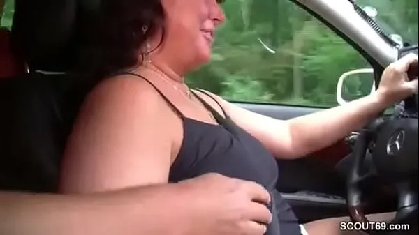 Hot MILF taxi driver lets customers fuck her in the car fresh Tube