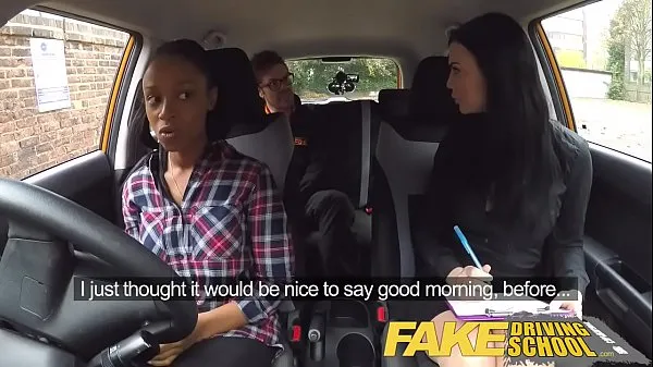 뜨거운 Fake Driving School busty black girl fails test with lesbian examiner 신선한 튜브