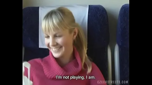Kuuma Czech streets Blonde girl in train tuore putki