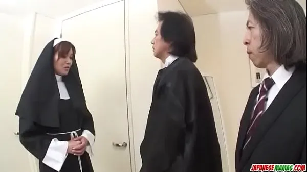 Gorąca First hardcore experience for Japan nun, Hitomi Kanou świeża tuba