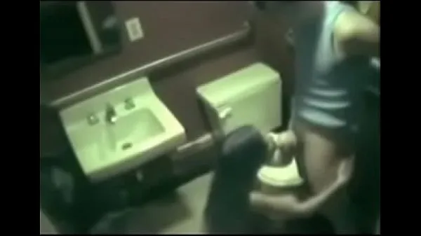 Tabung segar Voyeur Caught fucking in toilet on security cam from panas