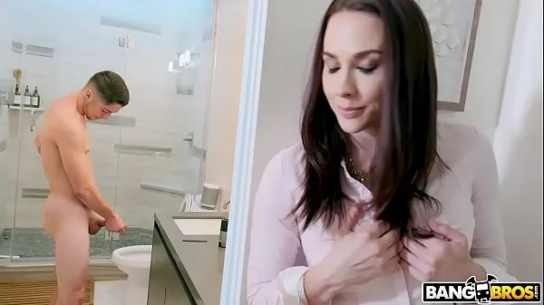 热的 BANGBROS - Stepmom Chanel Preston Catches Jerking Off In Bathroom 新鲜的管