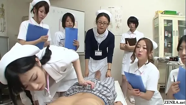 Hot JAV nurses CFNM handjob blowjob demonstration Subtitled fresh Tube