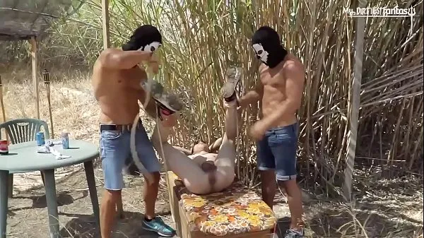 twink gets hosed and fisted outside for 2 merciless doms أنبوب جديد ساخن