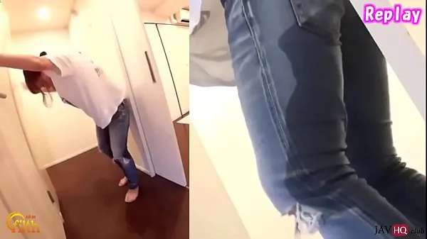 Vroča Japanese Pee Desperation and Jeans Wetting sveža cev