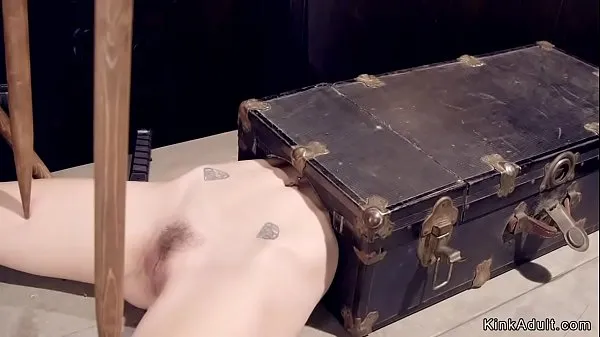 Hot Blonde slave laid in suitcase with upper body gets pussy vibrated fresh Tube