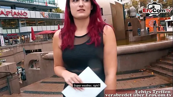 Vroča German Redhead student teen sexdate casting in Berlin public pick up EroCom Date Story sveža cev