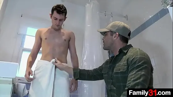 Hot Stepdad walks in on the boy taking a shower and is captivated by his youthful body fresh Tube