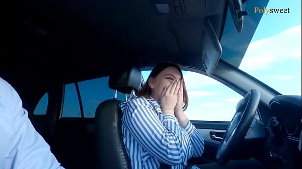 Russian girl passed the license exam (blowjob, public, in the car Tiub segar panas