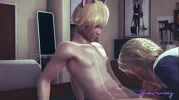 Yaoi Femboy Osuke - Could this blonde femboy ride like a horse? - 3D anime manga Tiub segar panas