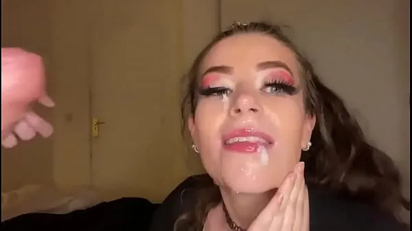 Forró Spitty blowjob with huge facial friss cső