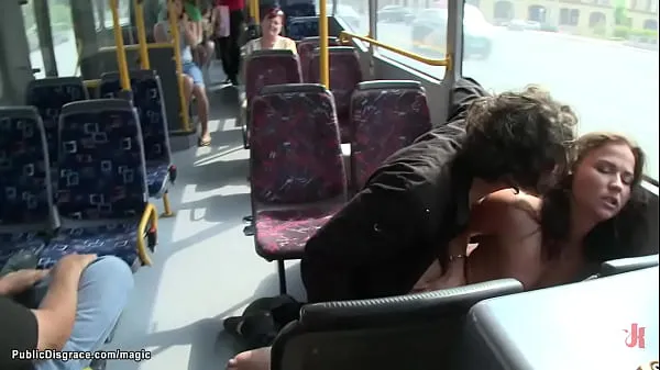 Tabung segar Bound Euro slut fucked in public bus panas
