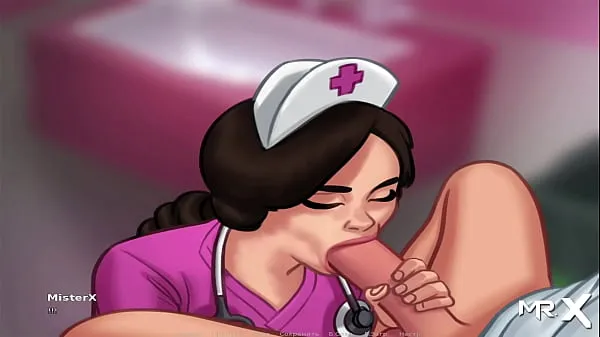 Hete SummertimeSaga - Nurse plays with cock then takes it in her mouth E3 verse buis