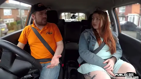 Hot Curvy ginger inked babe publicly fucked in car by instructor fresh Tube