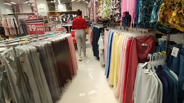 Hot I chase an unknown woman in the clothing store and show her my cock in the fitting rooms fresh Tube