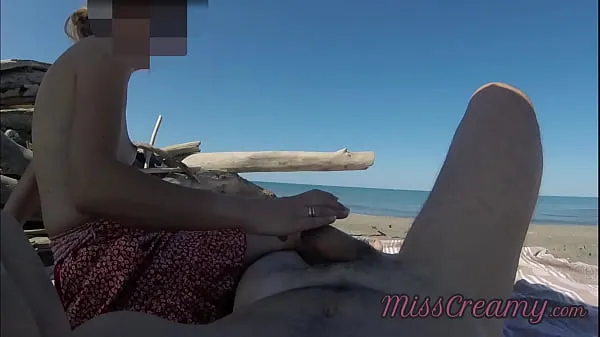 Strangers caught my wife touching and masturbating my cock on a public nude beach - Real amateur french - MissCreamy Tiub segar panas