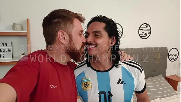 Hete WORLD CHAMPION and celebrate Argentina is World Champion. Blowjobs , feet fetish ?, kissing , and CUM in the part 2 verse buis