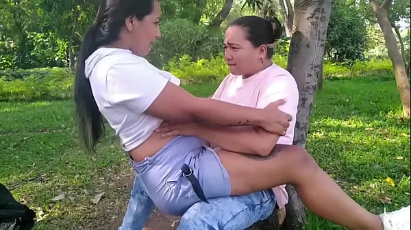 Hot Michell and Paula go out to the public garden in Colombia and start having oral sex and fucking under a tree fresh Tube