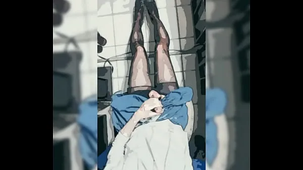 Vroča Cosplay short skirt black stockings masturbation sveža cev