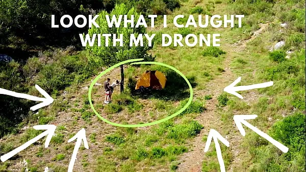 Hete Drone accidentaly catches outdoor sex verse buis