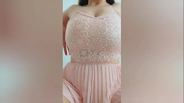 热的 Young cutie in pink dress playing with her big tits in front of the camera - DepravedMinx 新鲜的管
